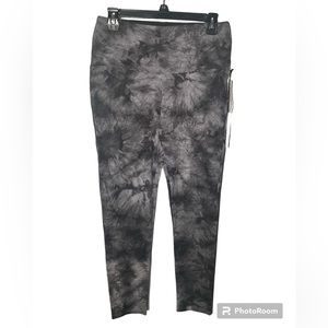 NWT Rachel Zoe athletic athlesiure Black + Gray tie die leggings | LARGE